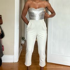 Reposhing This Item I Purchased From @Leylaskloset. Loved It, But Ready To Rotate For Something New. Questions? Leave A Comment Below! Party White Sequined Jumpsuits And Rompers, White High-waisted Strapless Jumpsuit For Night Out, Glamorous White Sequined Jumpsuits And Rompers, Chic Embellished Jumpsuits And Rompers For Spring, White High Waist Fitted Strapless Jumpsuit, Glamorous Fitted White Jumpsuit, Glamorous White Fitted Jumpsuit, White Fitted Strapless Jumpsuit For Date Night, White Fitted Jumpsuits And Rompers For Date Night