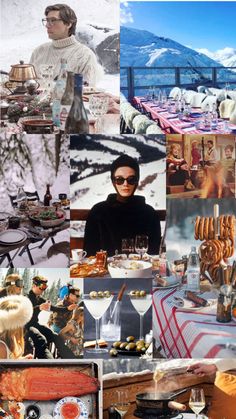 a collage of photos with people and food in the middle one is wearing sunglasses