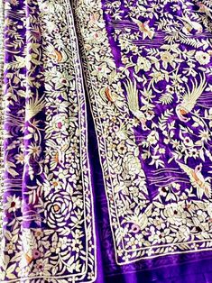 parsi Gara hand embroidered dupatta bridal, extra long and heavy work on pure georgette Traditional Purple Salwar Kameez With Intricate Embroidery, Purple Embroidered Semi-stitched Dupatta, Purple Dola Silk Dupatta With Intricate Embroidery, Purple Chanderi Dupatta With Intricate Embroidery, Ceremonial Sharara With Dabka Work, Traditional Ceremonial Dupatta With Dabka Work, Unstitched Purple Embroidered Fabric With Dupatta, Purple Dupatta With Intricate Embroidery, Wedding Dupatta With Intricate Embroidery