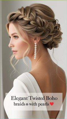 Right here are 8 distinct ideas for the Braided Crown Knotless Updo that will certainly take your design to the following level! Perfect for any kind of event, this hairdo is a must-see! Boho Updo Hairstyles, Bohemian Updo, Bridesmaid Hair Updo Braid, Summer Updos, Bridesmaid Hair Braid, Crown Braid Updo, Updo Ideas