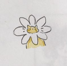 a drawing of a yellow and white flower