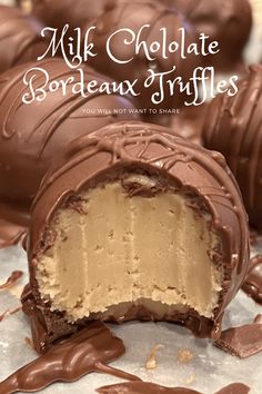 chocolate covered truffles with the word milk chocolate border