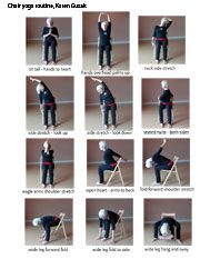 the instructions for how to do chair yoga with kenan guzak in this video, you can see many different poses