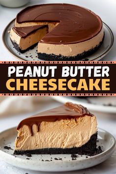 a piece of peanut butter cheesecake on a plate