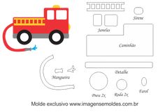 a paper model of a firetruck with instructions to cut out the parts for it