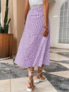 Eromis - Premium Womens Clothing: Allover Print Split Skirts and Bag Hip Midi Skirts with Elegant Design Trendy Non-stretch Skirt For Vacation, Casual Purple Skirt For Beach, Casual Purple Beach Skirt, Casual Purple Skirt For Vacation, Casual Purple Skirt For Day Out, Elegant Fabric, Split Skirt, Midi Skirts, Style Elegant