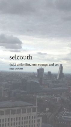 an image of the city skyline with words below it that say selecouth