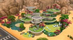 Sims 4 Circle House, Sims 4 Sci Fi House, Sims 4 Base Game Worlds, Sims 4 Round House, Alien House Sims 4, Sims World Ideas, Sims 4 Futuristic House, Sims Oasis Springs House, Alien Sims 4