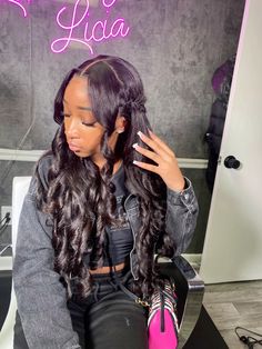 Wig with braid on side, two braids with curled bands, wig install,birthday hairstyle Birthday Quick Weave, Wig With 2 Braids On The Side, Wigs With Braid On The Side, Two Curls In Front Hairstyle, Fishtail On Wig, Two Braid Quick Weave Hairstyles, Hairstyle With Fishtail Braid, 2 Curls In The Front With Ponytail, French Braid Wig Hairstyles