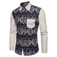 Patch Pocket Ethnic Style Printed Casual Shirt - Light Khaki - 3Q93979212 - Men's Clothing, Men's Tops & T-Shirts, Men's Shirts  #MensShirts #Men's #Clothing # #Men's #Tops #& #TShirts # #Men's #Shirts Man Shirt Design, Men Moda, African Shirts For Men, African Shirts, African Men Fashion, African Men, Men Shirt, Pocket Shirt, Ethnic Style