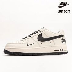 Nike Air Force 1 07 Low Off-White Black AE1686-101-AIR FORCE 1 LOW- Aesthetic Shoes For Men, Nike Air Force 1 Black And White, Men’s Nike Shoes, Black And White Shoes Aesthetic, White Air Force Ones Outfit, Trendy White Shoes, Trendy Shoes For Men, Best White Shoes, White And Black Shoes