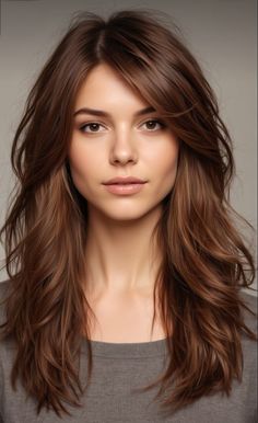 Face Frame Haircut Side Part, Side Parting Layered Hair, Long Hairstyles With Side Part, Side Part With Face Framing Layers, Side Part Haircut Long Hair, Wispy Layered Hair Medium, Long Layered Hair With Side Part, Bangs With Soft Layers, Hair Shaped Around Face