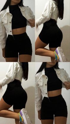 Ideas De Aufits Aesthetic, Shorts Black Women Outfit, Black Short Outfit Ideas, Aesthetic Black Shorts Outfit, Black Denim Shorts Outfit Aesthetic, Bar Outfit Summer, Black Shorts Outfit Aesthetic, Black Shorts For Summer Streetwear, Outfits Verano Aesthetic