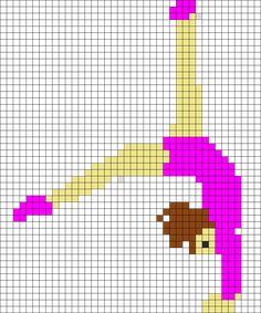 Gymnast bead pattern Gymnastics Cross Stitch Patterns, Crochet Gymnastics, Image Pixel Art, Gymnast, Hama Beads Design, Kandi Patterns, Bead Sprite