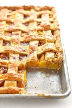 a close up of a pie on a pan