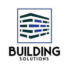 the logo for building solutions, which is located in front of a white background with black and