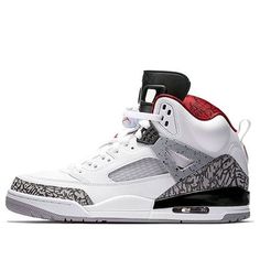 (GS) Air Jordan Spizike 'White Cement' 317321-122 (SNKR/Retro/High Top/Basketball) White Streetwear Basketball Shoes, Sporty White Lace-up Air Jordan 4, Throwback White Custom Sneakers For Streetwear, White Lace-up Basketball Shoes For Streetwear, Air Jordan 4 High-top For Sports, White High-top Throwback Skate Shoes, Urban White Basketball Shoes For Streetwear, White Urban Basketball Shoes For Streetwear, White High-top Sneakers With Round Toe, Throwback Style