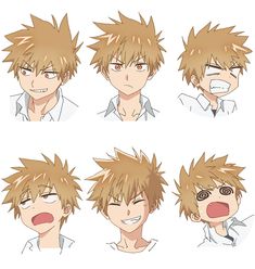 an anime character with different facial expressions