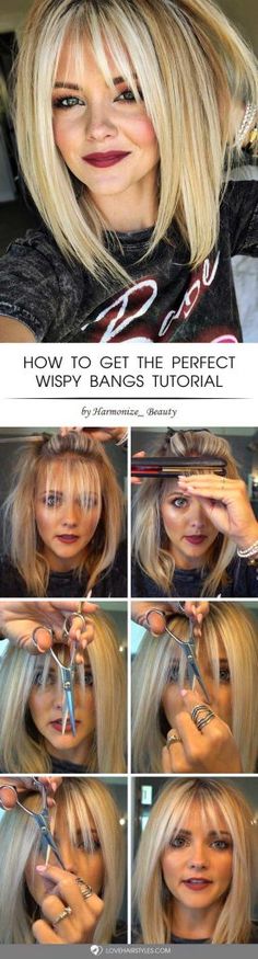 How To Make Wispy Bangs, How To Cut Wispy Bangs Tutorial, How To Cut Fringe Bangs, Style Wispy Bangs, How To Cut Wispy Bangs, Cut Wispy Bangs, Whisky Bangs, Wispy Fringe Bangs, Wispy Fringe