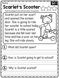 worksheet for reading the scatter's scooter with pictures and text