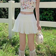 Lamuusaa y2k Skirt Women Coquette Clothes White Lace Trim Low Rise Flowy A Line Short Skirts 2000s Skirts 2000s, Fairycore Skirt, Skirts Y2k, Streetwear Skirt, Coquette Clothes, Y2k Skirts, Y2k Skirt, Empire Dresses, Skirt Streetwear