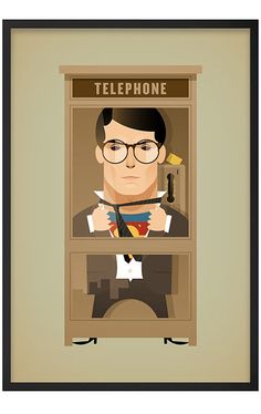 a man with glasses is holding a knife and looking through a bookcase that has the words telephone on it