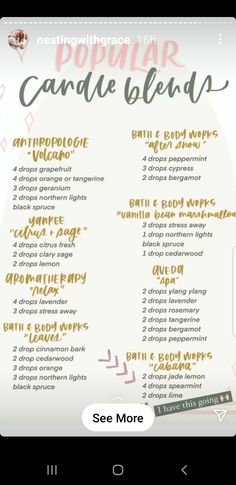 Popular Candle, Diffuser Blends Young Living, Candle Scents Recipes, Candle Blends, Popular Candles, Soya Mumu