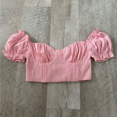 Pink Beginning Boutique Never Worn Top! Size 6 But Fits Xs/S Fitted Pink Crop Top For Brunch, Cute Fitted Crop Top For Spring, Spring Pink Puff Sleeve Crop Top, Pink Puff Sleeve Crop Top For Spring, Pink Fitted Crop Top For Day Out, Fitted Pink Crop Top For Day Out, Witchy Fashion, Beginning Boutique, Boutique Tops