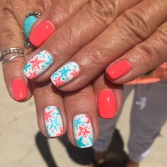 Easy Summer Nail Art, Opi Manicure, Short Summer Nails, Cowboy Nails, Summer Nails Ideas, Teen Nails, Cruise Nails, Beach Nail Designs