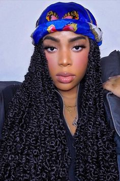 Feeder Braids Hairstyles, Long Passion Twist, Hair For Faux Locs, Headwrap Ideas, Afro Twist Hair, Springy Afro Twist, Hair Extensions For Black Women, Extensions For Black Women, Twist Braiding Hair