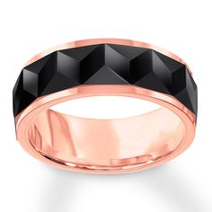 a rose gold and black diamond ring