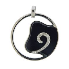 La Nouvelle Bague 18k Gold Diamond Black Enamel Large Pendant Period Jewelry, David Webb, Van Cleef Arpels, Van Cleef, Black Enamel, Tiffany & Co.