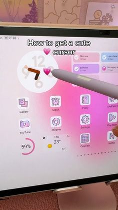 a person is pointing at the screen with an animated sticker on it that says how to get a cute custar