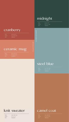 four different color palettes with the same font and numbers