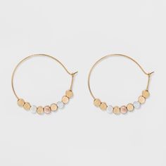 Brass beads Hoop Earrings - Universal Thread Gold, Size: Small, Light Gold Raw Stone Jewelry, Brass Hoop Earrings, Geode Earrings, Brass Beads, Statement Drop Earrings, Hoop Earring Sets, Beaded Hoop Earrings, Crystal Stud Earrings, Beaded Hoops