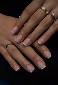 Shellac Nails Square, Natural Nail Square, Proposal Nails Square, Short Nail Inspo Classy, Squared Oval Nails Short, Very Short Gel X Nails, French Tip Extensions, Square Milky French Nails, Mid Nails Ideas Square