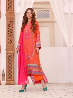 Printed Kameez Trouser and Dupatta Pakistani Eid Dress is a breathtaking attire to have an elegant appearance on the festive occasion. This stunning Salwar Kameez dress is adorned with lavish designs and beautiful digital print, making it your foremost priority for the big day. Kameez: Beautiful digital printed kameez is a magnificent attire to pair with trousers. The kameez comes in premium Silk viscose fabric. The Premium contrast of colors and fine details make this kameez a charismatic maste Navratri Orange Dresses With Printed Motifs, Orange Dresses With Printed Motifs For Navratri, Semi-stitched Digital Print Salwar Kameez, Diwali Saree Dress With Digital Print, Orange Printed Dress For Diwali, Festive Digital Print Saree Dress, Wedding Dupatta With Digital Print On Cambric, Orange Bollywood Dress With Printed Motifs, Elegant Designer Kurta With Digital Print