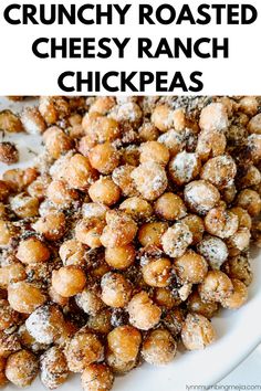 Crunchy Roasted Cheesy Ranch Chickpeas | Easy High Protein Snack Idea Meal Prep! Chickpeas Snack, Ranch Chickpeas, Crispy Chickpea, Chickpea Snacks, Cheesy Ranch, Crunchy Chickpeas, Healthy Homemade Snacks, Crispy Chickpeas, Crunchy Snack