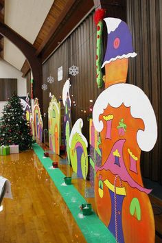 a room filled with lots of colorful decorations