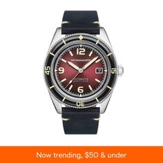 in stock Classic Red Leather Watch, Classic Red Watch With Leather Strap, Red Leather Watch With Round Dial, Red Leather Watch Accessories With Round Dial, Red Leather Chronograph Watch, Red Leather Quartz Watches, Timeless Red Leather Watch, Classic Red Chronograph Watch, Red Watch With Tachymeter And Round Dial