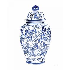 Ginger Jar I by Mercedes Lopez Charro Image 1 Ginger Jar, Ginger Jars, Fine Arts Posters, Large Art, Chinoiserie, High Quality Art Prints, Art Materials