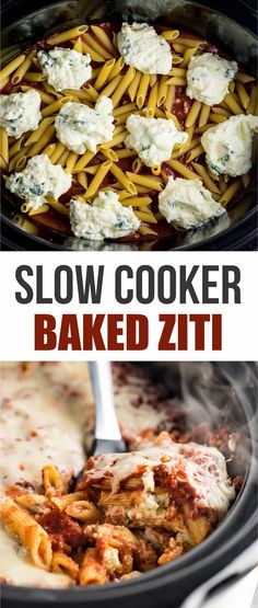 slow cooker baked ziti with pasta and cheese