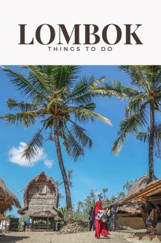 the cover of lombok things to do, with palm trees in the background