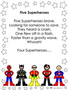 the five superheros poem for kids