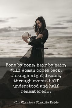 a woman holding a ball on top of a beach next to the ocean with a quote about