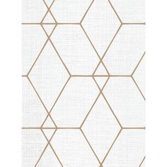 a white and gold geometric wallpaper pattern with lines in the shape of hexagons