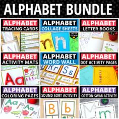 the alphabet worksheet bundle includes letters and numbers