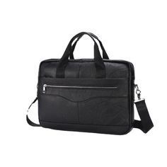 Product information: Pattern: solid color Lining texture: polyester cotton Applicable scenarios: Business travel Color: Black, Brown Leather features: first layer cowhide Function: reduce burden Material: genuine leather Size: 14 inches Packing list: Men's handbag X1pcs Product Image: Solid Color Large Capacity Satchel For Business, Classic Black Soft Leather Laptop Bag, Business Laptop Bag In Faux Leather, Black Leather Laptop Bag For Business, Business Laptop Bag With Faux Leather, Black Office Laptop Bag With Zipper Closure, Black Business Laptop Bag With Luggage Sleeve, Leather Satchel For Travel, Black Laptop Bag With Zipper For Business Trips