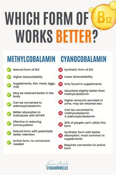 Not all forms of B12 are equal. Methylcobalamin is a natural option that’s easily utilized by the body, while cyanocobalamin is a synthetic form that may be less effective for many. Discover which is the best form of B12 to support your energy, brain health, and overall wellness. | Vitamins Supplements, Healthy Supplements, Diet and Nutrition Biohacking Hacks, Biohacking Technology, Wellness Vitamins, Iron Supplement, Healthy Supplements, Increase Energy Levels, B Vitamins, Supplements For Women, Natural Vitamins