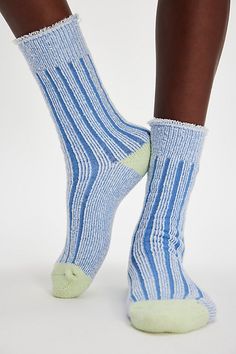 Get comfy cozy with these super soft ribbed socks featuring a funky Inside out look. **Fit:** Crew length **Features:** Fuzzy, terry fabrication, thick ribbed pattern, contrast colored toe and heel, rolled-down trim **Why We | Plush Inside Out Crew Socks by Free People in Blue Seafoam Blue, Ribbed Socks, Trendy Socks, Ski Socks, Fun Socks, Pattern Socks, Cozy Socks, Patterned Socks, Comfy Cozy